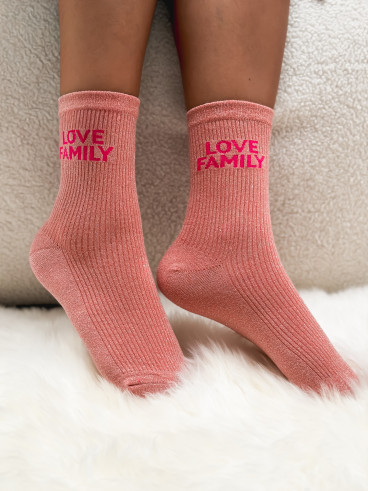 Chaussettes "Love Family" - Rose