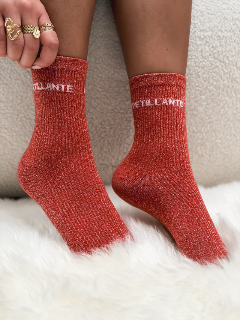Chaussettes "Petillante" - Terracotta