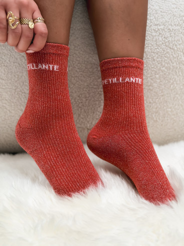 Chaussettes "Petillante" - Terracotta