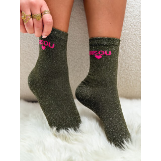 Chaussettes "Bisou" - Kaki