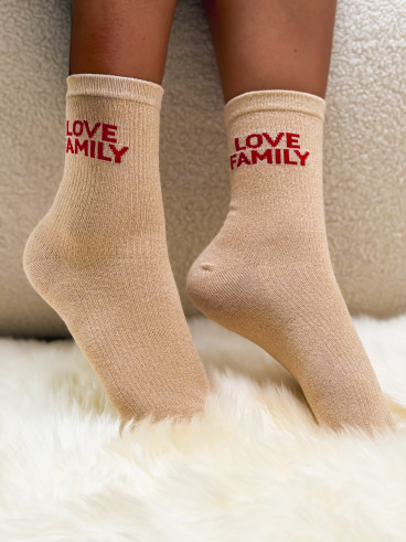 Chaussettes "Love Family" - Beige
