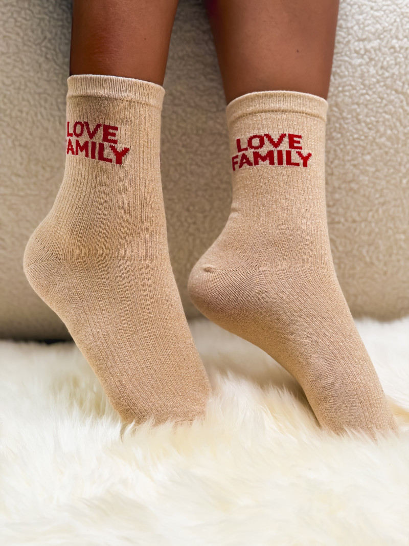 Chaussettes "Love Family" - Beige