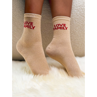 Chaussettes "Love Family" - Beige