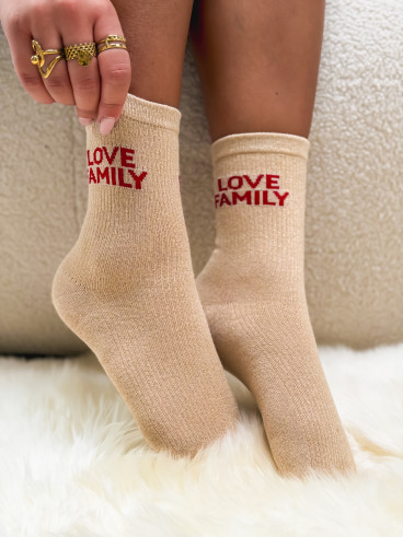 Chaussettes "Love Family" - Beige