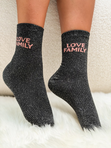 Chaussettes "Love Family" - Noir