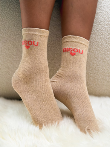 Chaussettes "Bisou" - Beige