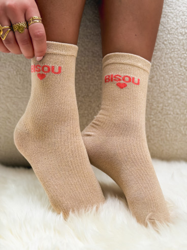 Chaussettes "Bisou" - Beige