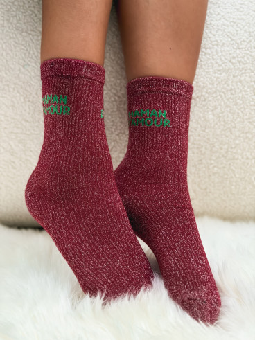 Chaussettes "Maman d'amour" - Framboise