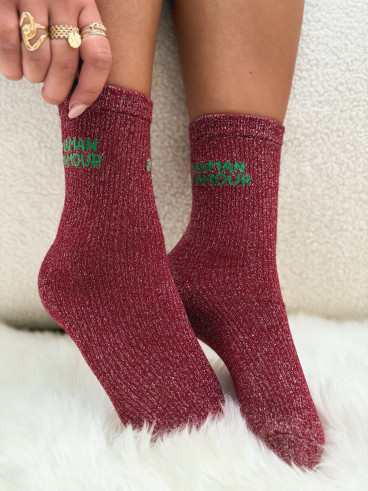 Chaussettes "Maman d'amour" - Framboise