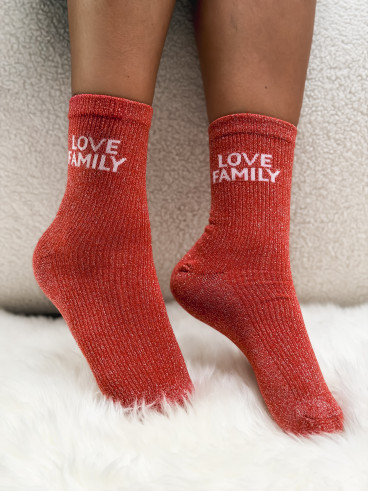Chaussettes "Love Family" - Terracotta