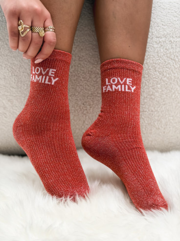 Chaussettes "Love Family" - Terracotta