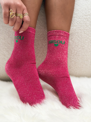 Chaussettes "Bisou" - Framboise