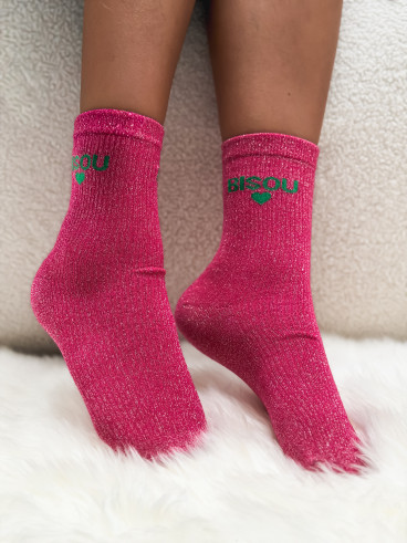 Chaussettes "Bisou" - Framboise