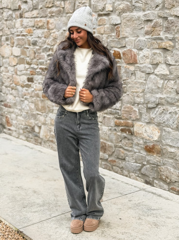 Veste en fausse fourrure Jaida - Gris