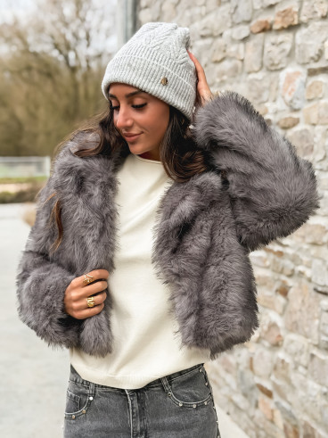 Veste en fausse fourrure Jaida - Gris
