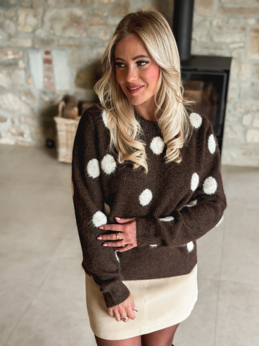 Pull à pois Amelyna - Chocolat