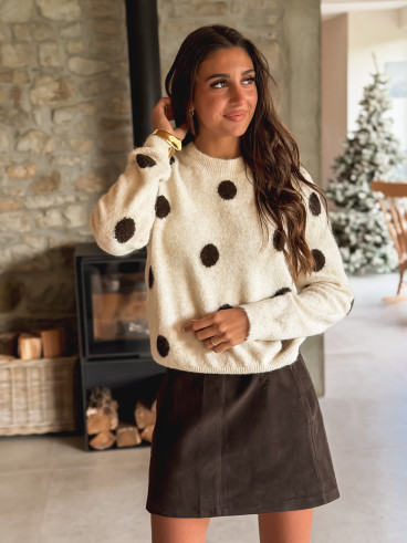 Pull à pois Amelyna - Ecru