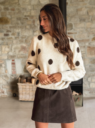 Pull à pois Amelyna - Ecru