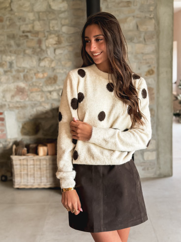 Pull à pois Amelyna - Ecru