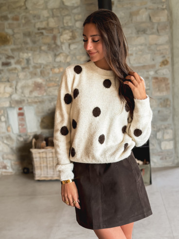 Pull à pois Amelyna - Ecru