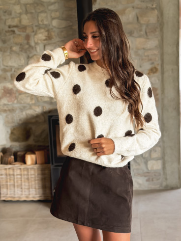Pull à pois Amelyna - Ecru