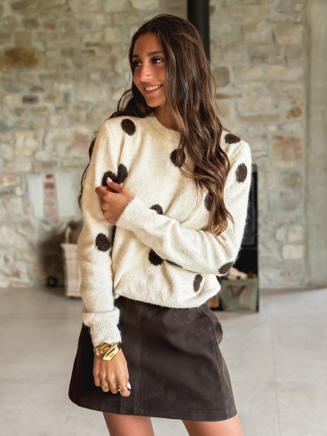 Pull à pois Amelyna - Ecru