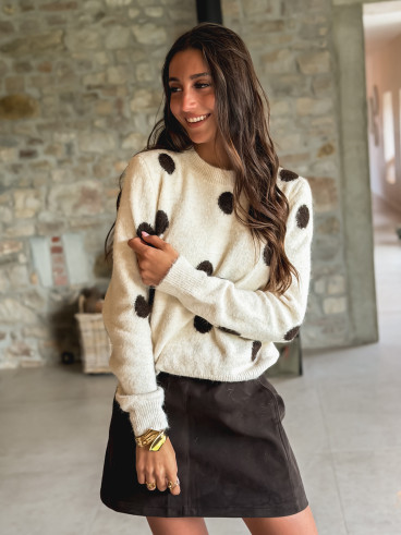 Pull à pois Amelyna - Ecru