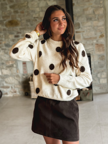 Pull à pois Amelyna - Ecru