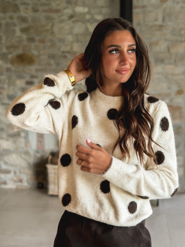 Pull à pois Amelyna - Ecru