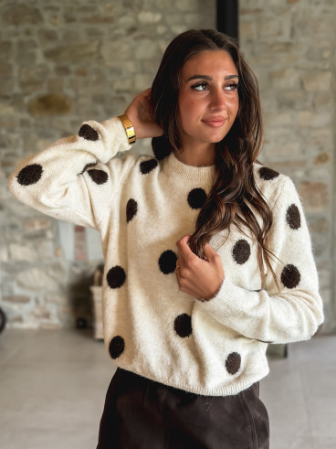 Pull à pois Amelyna - Ecru