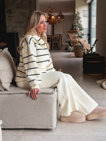 Gilet ligné Luana - Ecru/Bleu marine