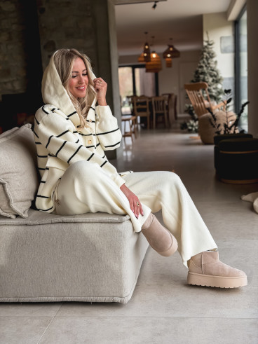 Gilet ligné Luana - Ecru/Noir Gilet ligné Luana - Ecru/Noir