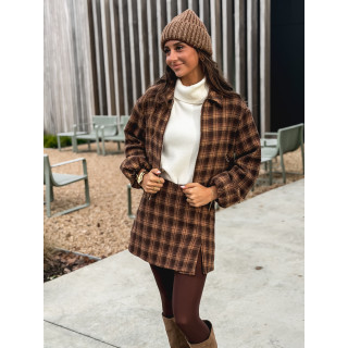 Jupe short à carreaux Laurina - Chocolet/Beige