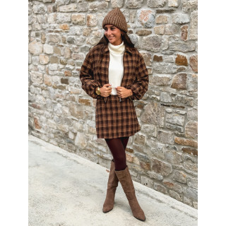 Jupe short à carreaux Laurina - Chocolet/Beige