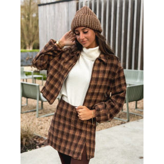 Jupe short à carreaux Laurina - Chocolet/Beige