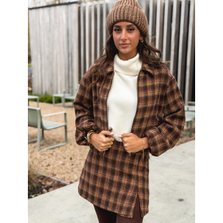 Jupe short à carreaux Laurina - Chocolet/Beige