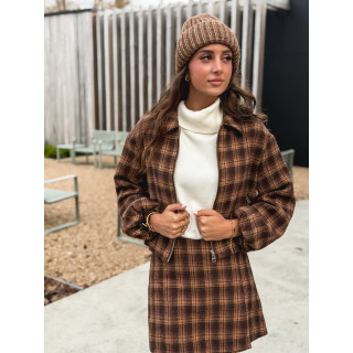 Jupe short à carreaux Laurina - Chocolet/Beige
