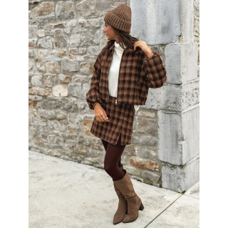 Jupe short à carreaux Laurina - Chocolet/Beige