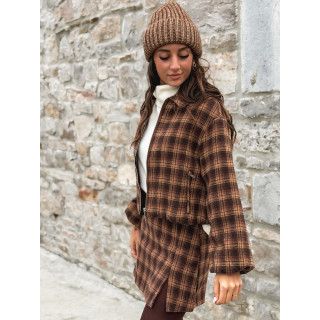 Jupe short à carreaux Laurina - Chocolet/Beige