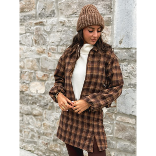 Jupe short à carreaux Laurina - Chocolet/Beige