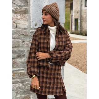 Jupe short à carreaux Laurina - Chocolet/Beige