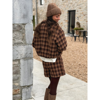 Jupe short à carreaux Laurina - Chocolet/Beige