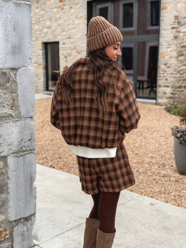 Jupe short à carreaux Laurina - Chocolet/Beige