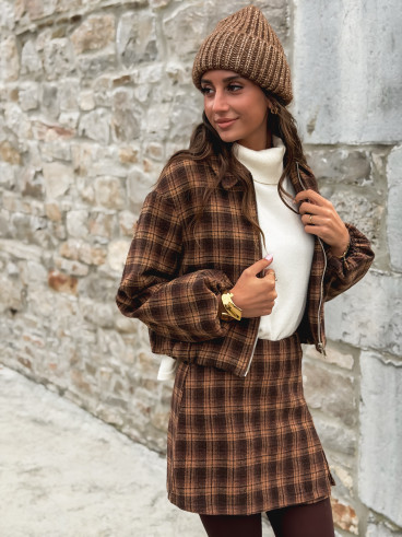 Jupe short à carreaux Laurina - Chocolet/Beige