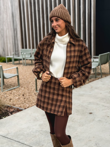 Veste à carreaux Laurina - Chocolat/Beige