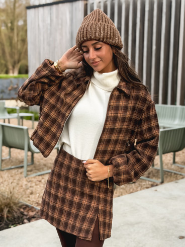 Veste à carreaux Laurina - Chocolat/Beige