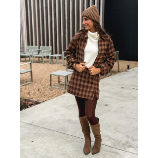 Veste à carreaux Laurina - Chocolat/Beige