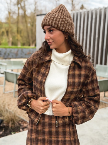Veste à carreaux Laurina - Chocolat/Beige