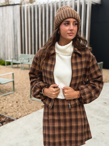 Veste à carreaux Laurina - Chocolat/Beige