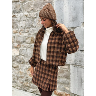 Veste à carreaux Laurina - Chocolat/Beige